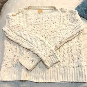 AERO Hygge Cream Cable Knit Cozy Sweater Size M